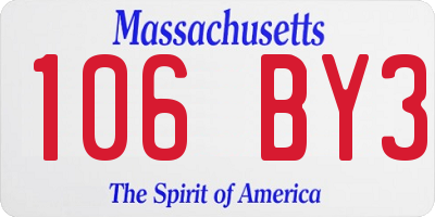 MA license plate 106BY3