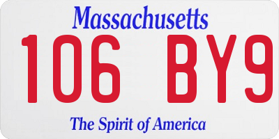 MA license plate 106BY9