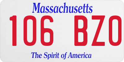 MA license plate 106BZ0