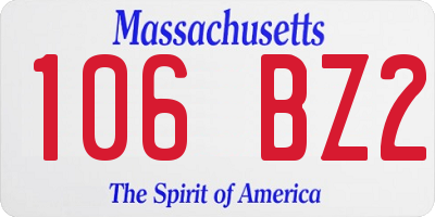 MA license plate 106BZ2