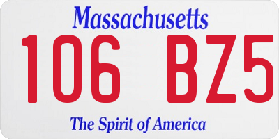 MA license plate 106BZ5