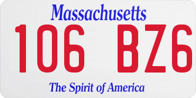 MA license plate 106BZ6