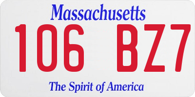 MA license plate 106BZ7