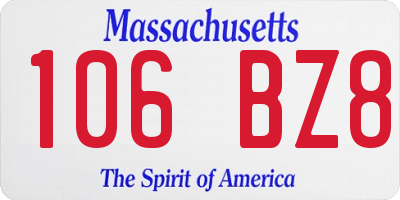 MA license plate 106BZ8