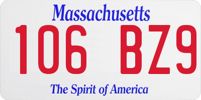 MA license plate 106BZ9