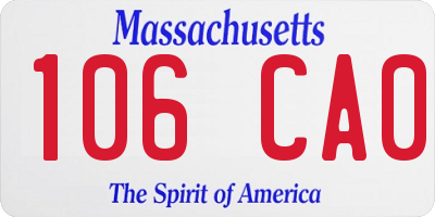 MA license plate 106CA0