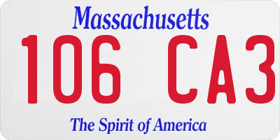 MA license plate 106CA3