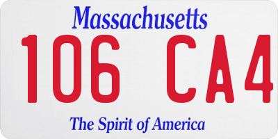 MA license plate 106CA4