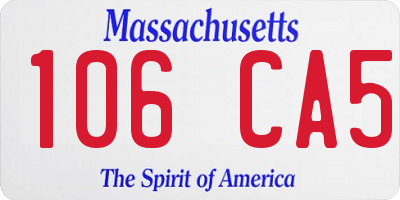 MA license plate 106CA5