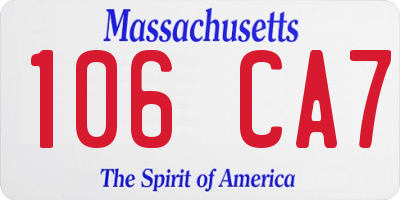 MA license plate 106CA7