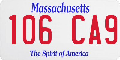 MA license plate 106CA9