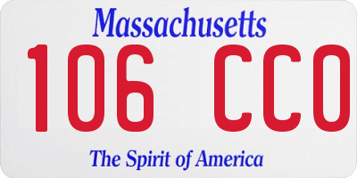 MA license plate 106CC0