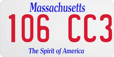 MA license plate 106CC3