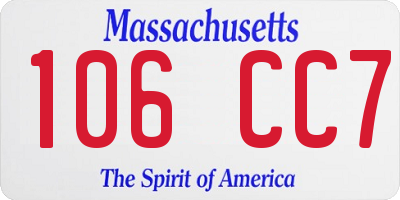 MA license plate 106CC7