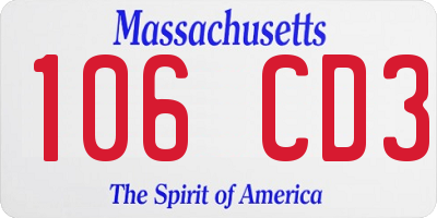 MA license plate 106CD3
