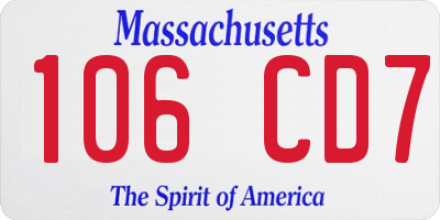MA license plate 106CD7
