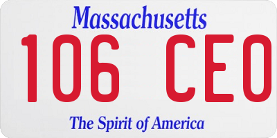 MA license plate 106CE0