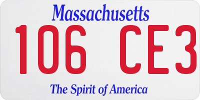 MA license plate 106CE3