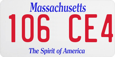 MA license plate 106CE4