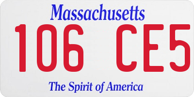 MA license plate 106CE5