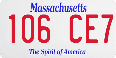 MA license plate 106CE7