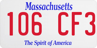 MA license plate 106CF3