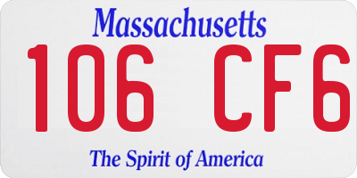 MA license plate 106CF6