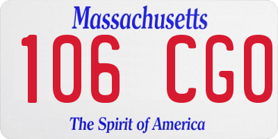 MA license plate 106CG0
