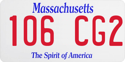 MA license plate 106CG2