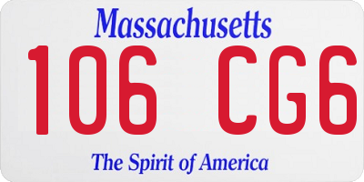 MA license plate 106CG6