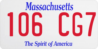 MA license plate 106CG7