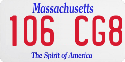 MA license plate 106CG8