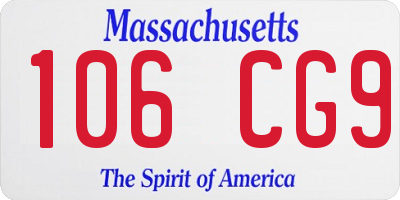 MA license plate 106CG9