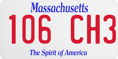 MA license plate 106CH3