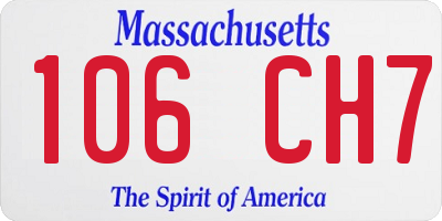 MA license plate 106CH7