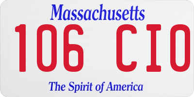 MA license plate 106CI0