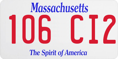 MA license plate 106CI2