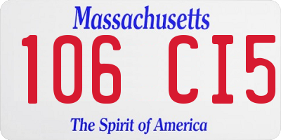 MA license plate 106CI5