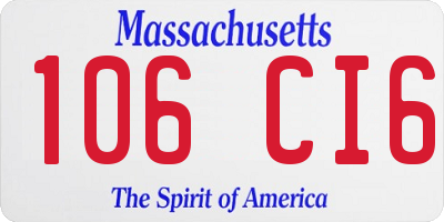 MA license plate 106CI6