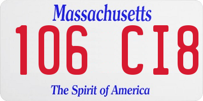 MA license plate 106CI8