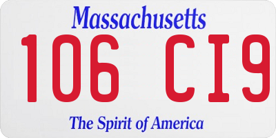 MA license plate 106CI9