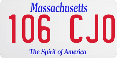 MA license plate 106CJ0