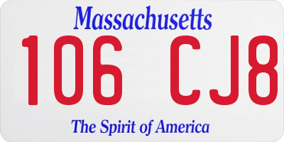 MA license plate 106CJ8