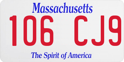 MA license plate 106CJ9