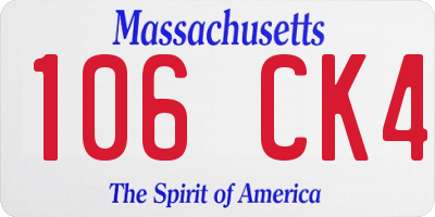 MA license plate 106CK4