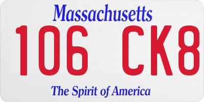 MA license plate 106CK8