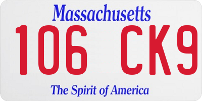 MA license plate 106CK9