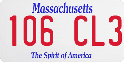 MA license plate 106CL3