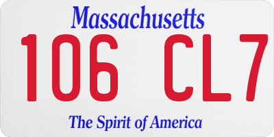 MA license plate 106CL7