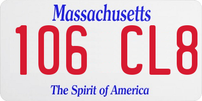 MA license plate 106CL8